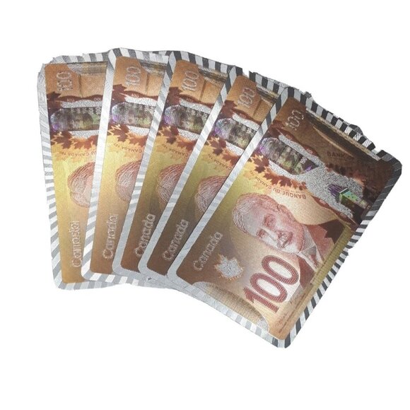 Gold And Silver Tone Canadian One Hundred Dollar Bill Playing Cards 54 Cards - Picture 3 of 5